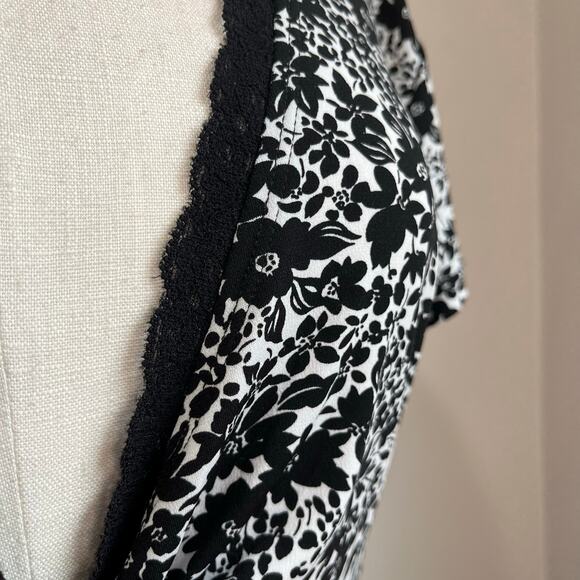 Connected Apparel Floral Midi Dress 16 V Neck Stretch Y2K Office Casual Classic - Picture 5 of 7